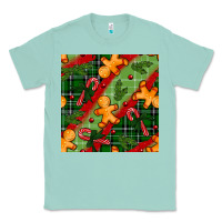 Seafoam christmas gingerbread man and candy cane seamless pattern Classic Tee - BundleAndBundleShop