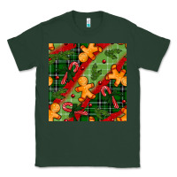 Sports Green christmas gingerbread man and candy cane seamless pattern Classic Tee - BundleAndBundleShop