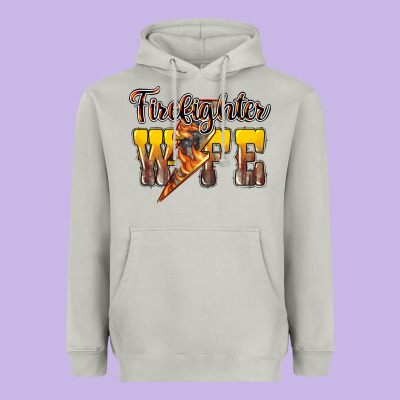 Firefighter Wife Lightning Bolt Heavyweight Hoodie Designed By Nancycooperartshop