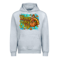 Heather Grey Happy Turkey Day Urban Hoodie - texasbilliewilder