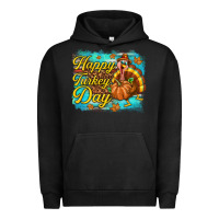 Pigment Black Happy Turkey Day Urban Hoodie - texasbilliewilder