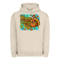 Pigment French Oak Happy Turkey Day Urban Hoodie - texasbilliewilder