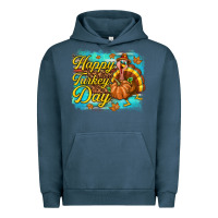 Pigment Midnight Navy Happy Turkey Day Urban Hoodie - texasbilliewilder