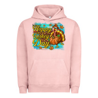 Pigment Salmon Happy Turkey Day Urban Hoodie - texasbilliewilder