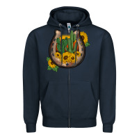 Navy western horseshoe sunflower cactus Zipper Hoodie - BarkalooDesign
