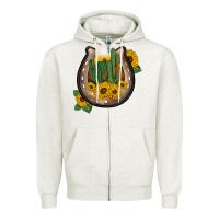 Oatmeal Heather western horseshoe sunflower cactus Zipper Hoodie - BarkalooDesign