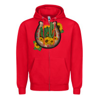 Red western horseshoe sunflower cactus Zipper Hoodie - BarkalooDesign