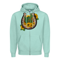 Seafoam western horseshoe sunflower cactus Zipper Hoodie - BarkalooDesign