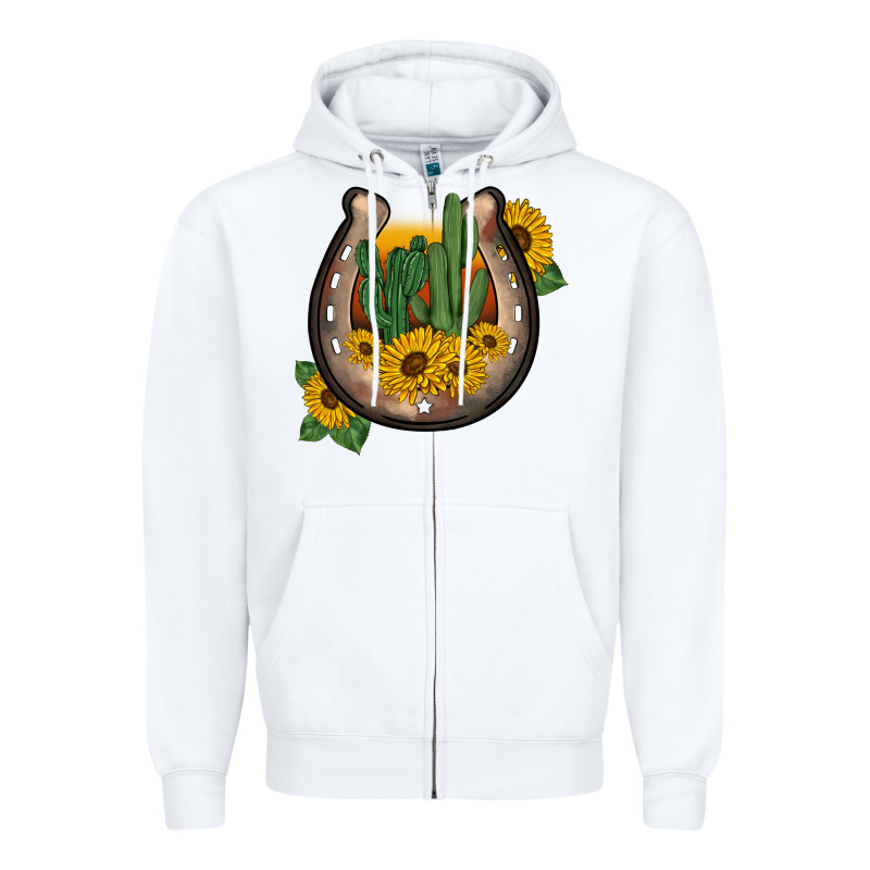 Western Horseshoe Sunflower Cactus Zipper Hoodie by BarkalooDesign | Teevron