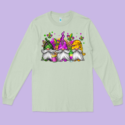 Mardi Gras Gnomes Long Sleeve Tee Designed By Jasminsmagicworld