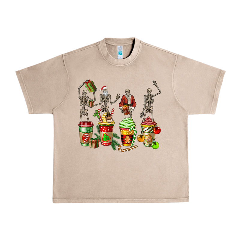 Christmas Skeleton Coffee Cups Urban Heavy Tee by FaDigitalArtStudio | Teevron