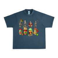 Midnight Navy christmas skeleton coffee cups Urban Heavy Tee - FaDigitalArtStudio
