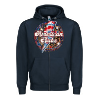 Western American Babe Patriotic Zipper Hoodie | Teevron
