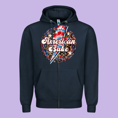 Western American Babe Patriotic Zipper Hoodie Designed By Lillyallendesigns