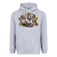Heather Grey floral racoon western Heavyweight Hoodie - NancyCooperArtShop