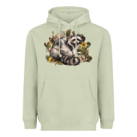 Matcha floral racoon western Heavyweight Hoodie - NancyCooperArtShop