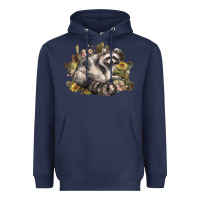 Navy floral racoon western Heavyweight Hoodie - NancyCooperArtShop