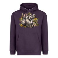Plum floral racoon western Heavyweight Hoodie - NancyCooperArtShop