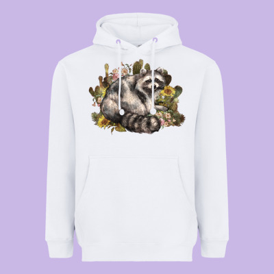 Floral Racoon Western Heavyweight Hoodie Designed By Nancycooperartshop
