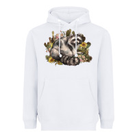 White floral racoon western Heavyweight Hoodie - NancyCooperArtShop