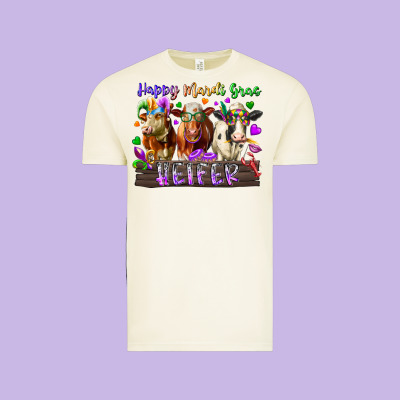 Happy Mardi Gras Heifer Vintage Tee Designed By Racoondesign