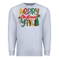 Heather Grey merry christmas y'all Premium Sweatshirt - MaliasSmallBusiness