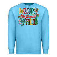 Ocean Blue merry christmas y'all Premium Sweatshirt - MaliasSmallBusiness