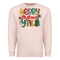 Pale Pink merry christmas y'all Premium Sweatshirt - MaliasSmallBusiness