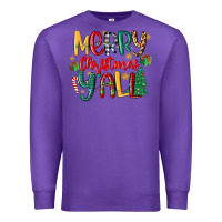 Purple merry christmas y'all Premium Sweatshirt - MaliasSmallBusiness