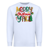 White merry christmas y'all Premium Sweatshirt - MaliasSmallBusiness