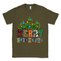 Army Green merry christmas with christmas trees Classic Tee - AdoDesignShop