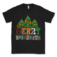 Black merry christmas with christmas trees Classic Tee - AdoDesignShop