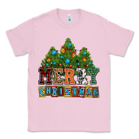 Bubblegum Pink merry christmas with christmas trees Classic Tee - AdoDesignShop