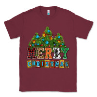 Burgundy merry christmas with christmas trees Classic Tee - AdoDesignShop