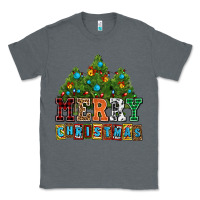 Charcoal Heather merry christmas with christmas trees Classic Tee - AdoDesignShop