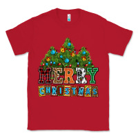 Red merry christmas with christmas trees Classic Tee - AdoDesignShop