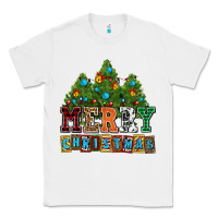 White merry christmas with christmas trees Classic Tee - AdoDesignShop