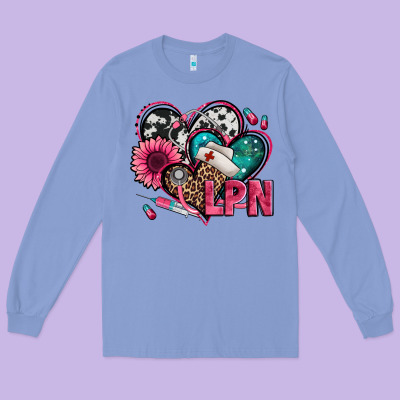 Lpn Licensed Practical Nurse Hearts Long Sleeve Tee Designed By Jasminsmagicworld