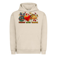 Pigment French Oak Peace love tacos Urban Hoodie - NancyCooperArtShop