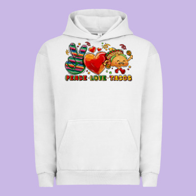 Peace Love Tacos Urban Hoodie Designed By Nancycooperartshop