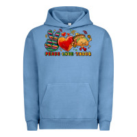 Pigment Pebble Blue Peace love tacos Urban Hoodie - NancyCooperArtShop