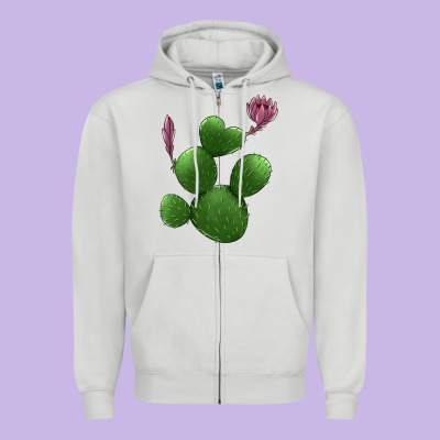 Heart Cactus Zipper Hoodie Designed By Jasminsmagicworld