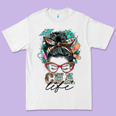 Nurse Cna Life Messy Bun Premium Tee Designed By Barkaloodesign