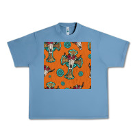 Pebble Blue western cross and bull skull seamless pattern Urban Heavy Tee - HRA Design Shop