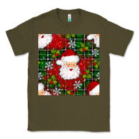 Army Green Christmas Santa Claus Seamless Pattern Classic Tee - BundleAndBundleShop
