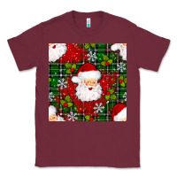Burgundy Christmas Santa Claus Seamless Pattern Classic Tee - BundleAndBundleShop