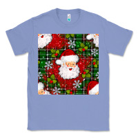 Colony Blue Christmas Santa Claus Seamless Pattern Classic Tee - BundleAndBundleShop