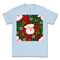Dusty Blue Christmas Santa Claus Seamless Pattern Classic Tee - BundleAndBundleShop