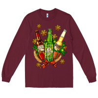 Burgundy beer bottle party set for christmas Long Sleeve Tee - AdoDesignShop