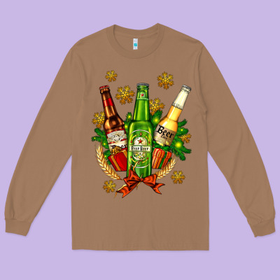 Beer Bottle Party Set For Christmas Long Sleeve Tee Designed By Adodesignshop